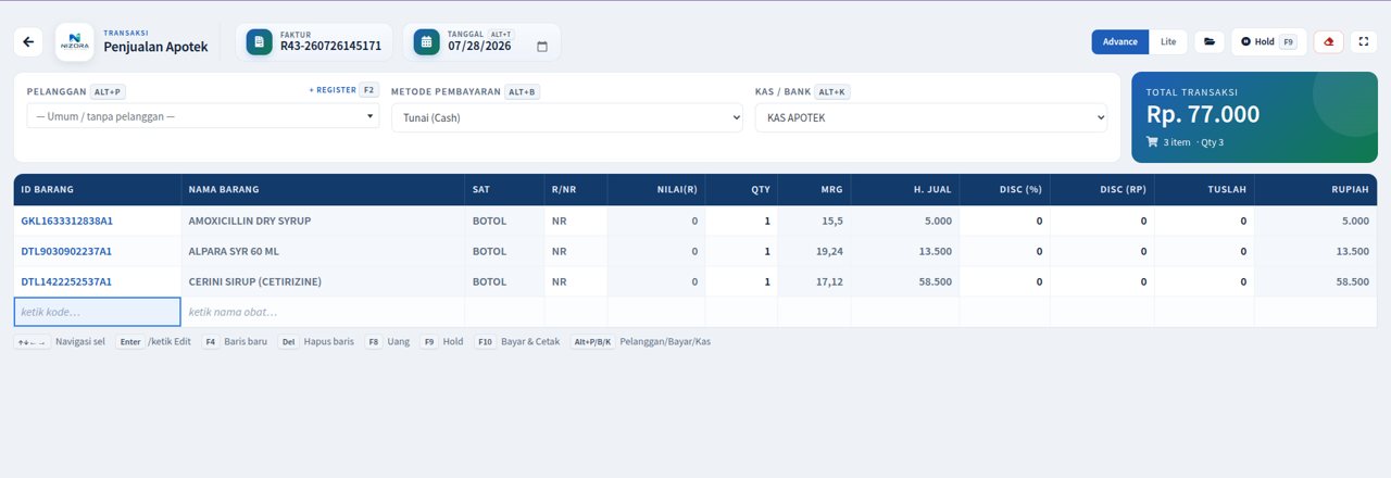 Kasir Advance Nizora - grid input cepat ala spreadsheet, keyboard-first